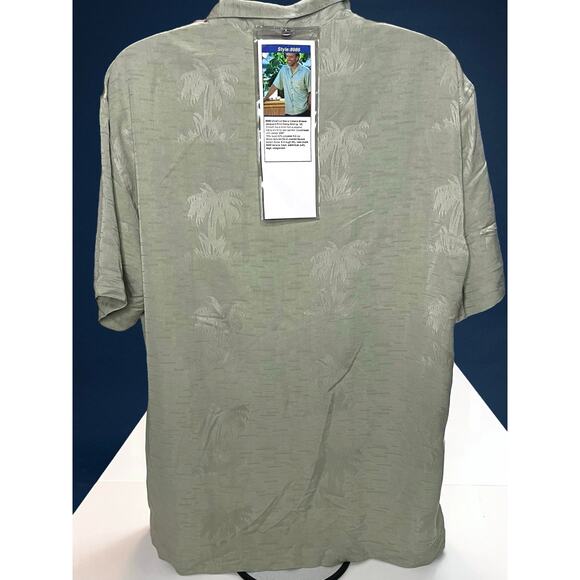 New UltraClub Cabana Breeze Men’s Large Olive Green Palm Tree Hawaiian Shirt - Picture 4 of 15